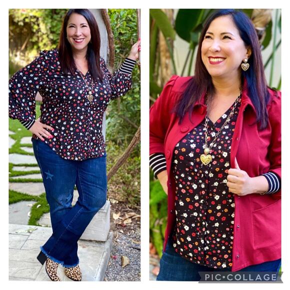 CAbi Tops - Cabi Cheerful Blouse Black Floral Size Medium